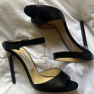 Jimmy Choo black shoes 143 DECKLE NAP/SUE/PAT BLK